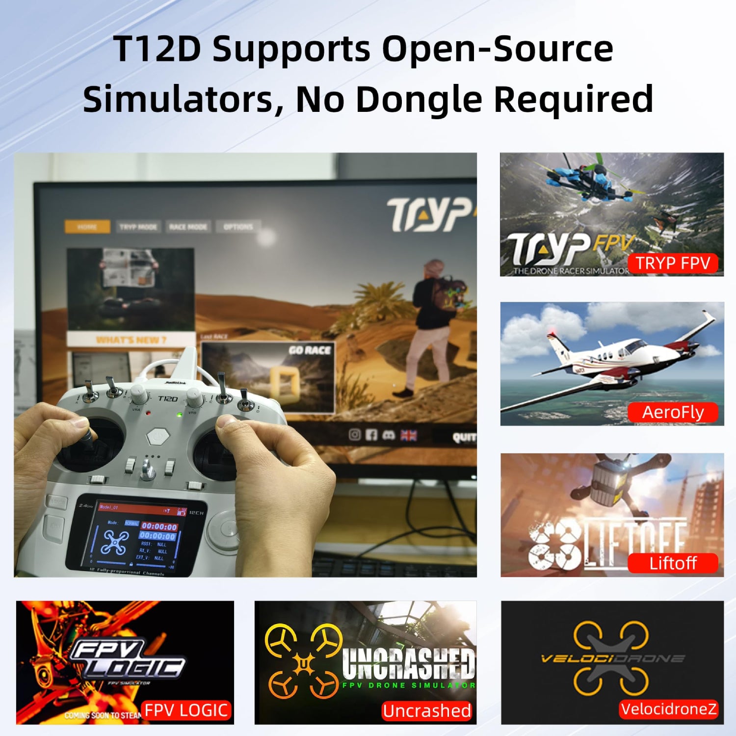 Radiolink T12D 12-Channel ELRS Transmitter & R12F Receiver Combo 2.4GHz High-Performance Remote Control with External Module Support for RC Drones, Airplanes, Cars & Boats - Mode 2 - RS7646