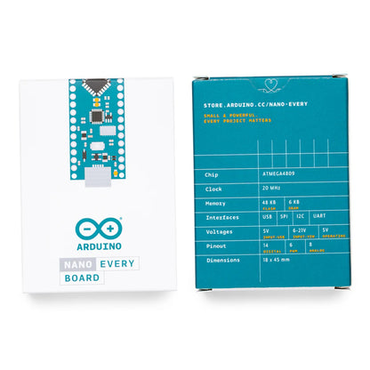 Original Arduino Nano Every Development Board With Micro-USB Interface ATMega4809 Processor Microcontroller Board For IoT, Robotics & Prototyping - RS3004