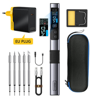 FNIRSI HS-02 Intelligent Soldering Iron Precision Soldering Iron Digital Soldering Iron Temperature Control - Blue