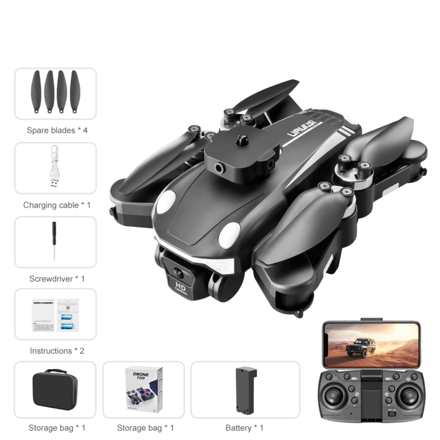 F200 Max Drone – Dual Camera Quadcopter with Brushless Motors & 25-Min Flight Time