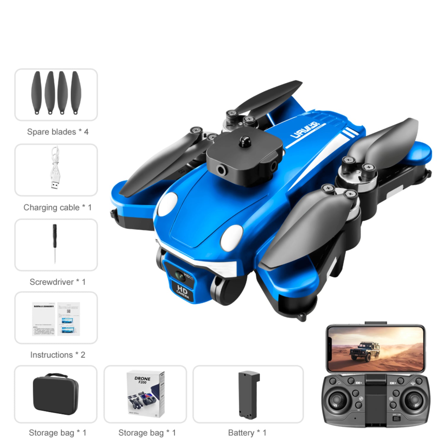 F200 Max Drone – Dual Camera Quadcopter with Brushless Motors & 25-Min Flight Time