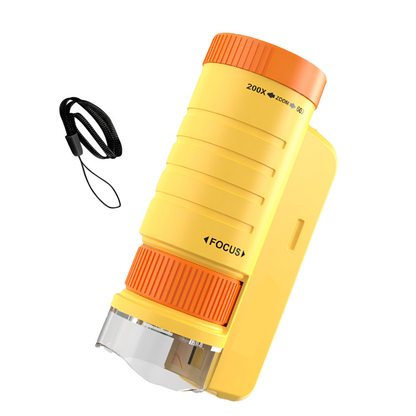 JH003 60X–200X Mini Handheld Microscope Toy Portable Kids Educational Science Tool For Indoor & Outdoor Adventures