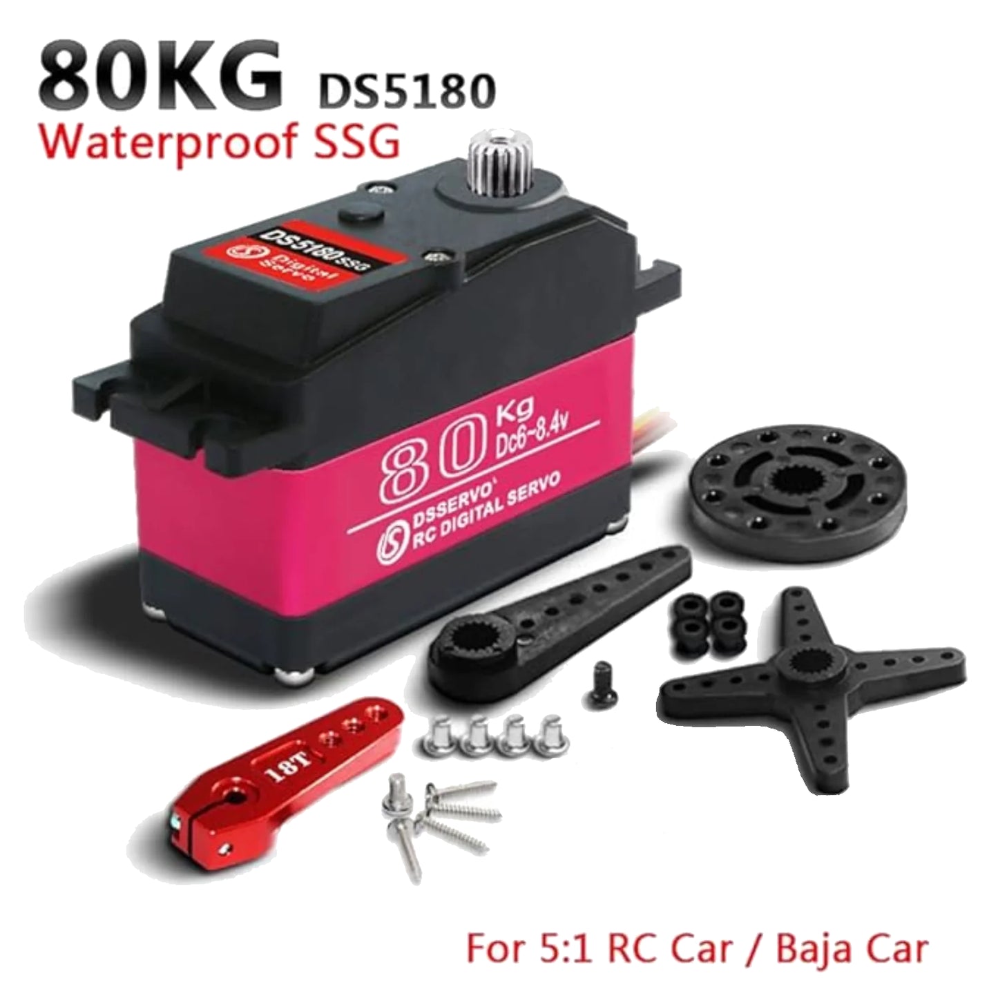 DSServo DS5180 80KG Waterproof Servo High Torque Metal Gear Digital Servo With 180°  270° (Optional) Degree Rotation 18T Digital Servo For Redcat HPI 1/5 RC Car Robot