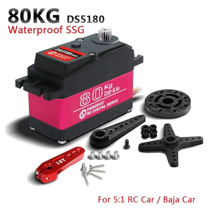 DSServo DS5180 80KG Waterproof Servo High Torque Metal Gear Digital Servo With 180°  270° (Optional) Degree Rotation 18T Digital Servo For Redcat HPI 1/5 RC Car Robot
