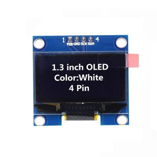 1.3 Inch OLED Display 128x64 I2C 4-Pin Module For Arduino ESP32 Raspberry Pi Projects - White - RS1185