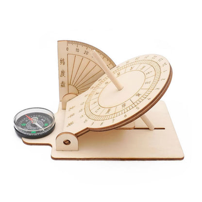 Equatorial Sundial Clock STEM Kit DIY Equatorial Sundial Clock Compact Kids Junior Youth Scientific Model DIY Puzzle Pack STEM Toy Wooden - RS6241