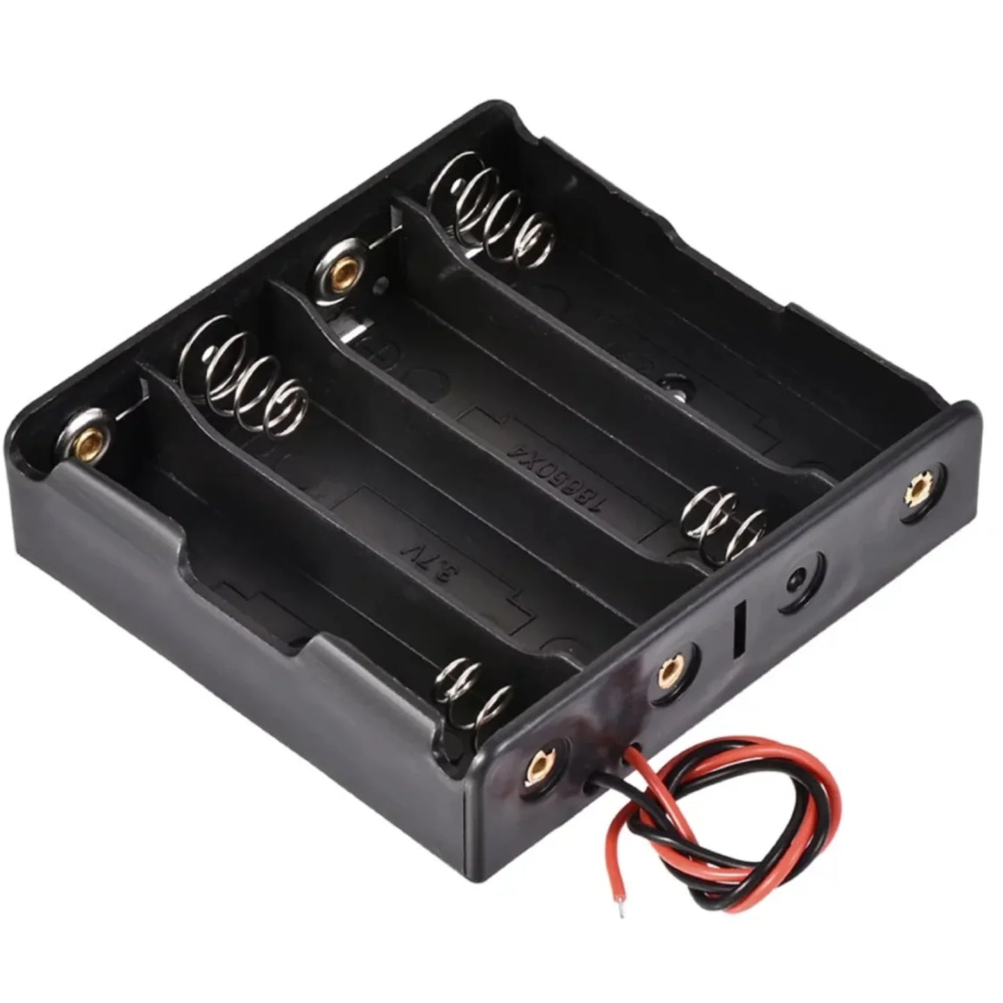 4 x 18650 Battery Holder 18650 Battery Case Plastic Storage Box Holder For 4 Cell 18650 Battery Storage Box Without Cover - Black - RS5464