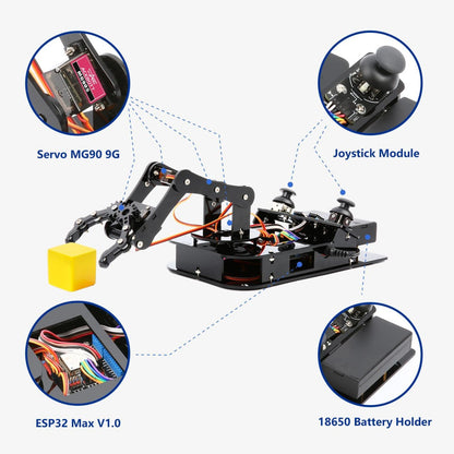 ACEBOTT ESP32 Programmable Robot Arm Kit 4-Axis Programmable Robotic Arm with WiFi & Bluetooth For Beginners