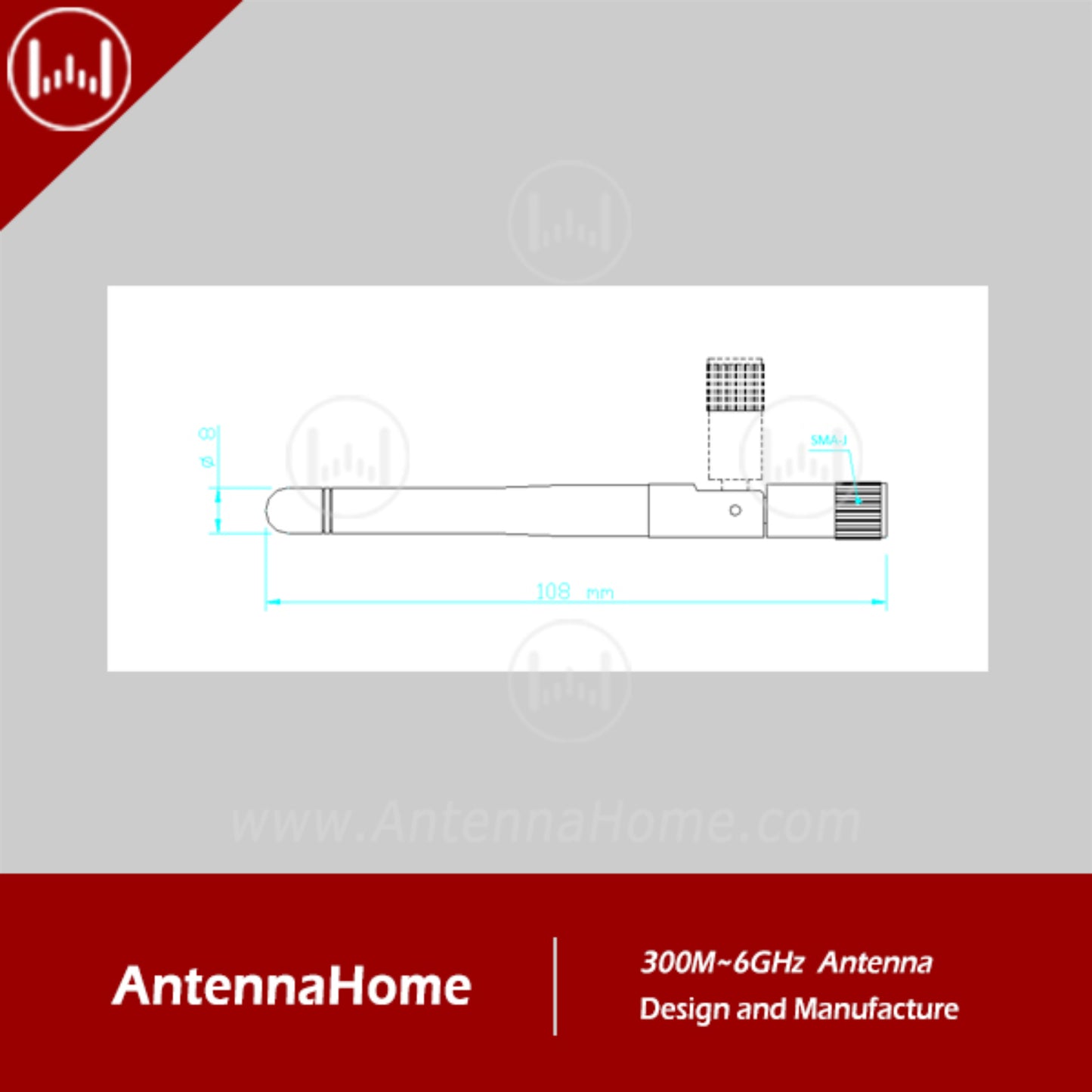 AntennaHome AH2G.102 H108 Rubber SMA-J Antenna High Gain 5.8G Antenna For FPV Drones, RC Aircraft and Wireless Data Transmission - RS7369