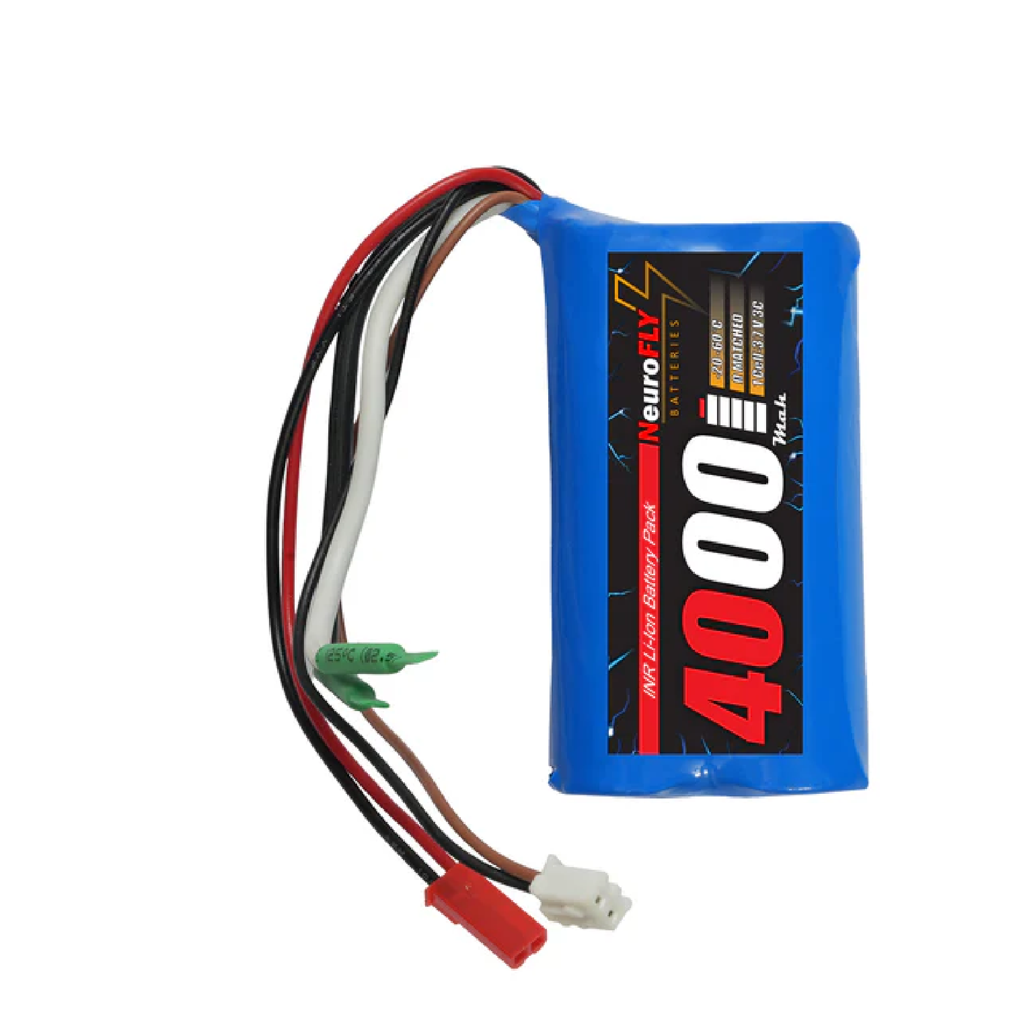 NeuroFLY 3.7V 4000mAh Li-Ion Rechargeable Battery Pack - High Capacity, 3C 1S2P Lithium-Ion Power