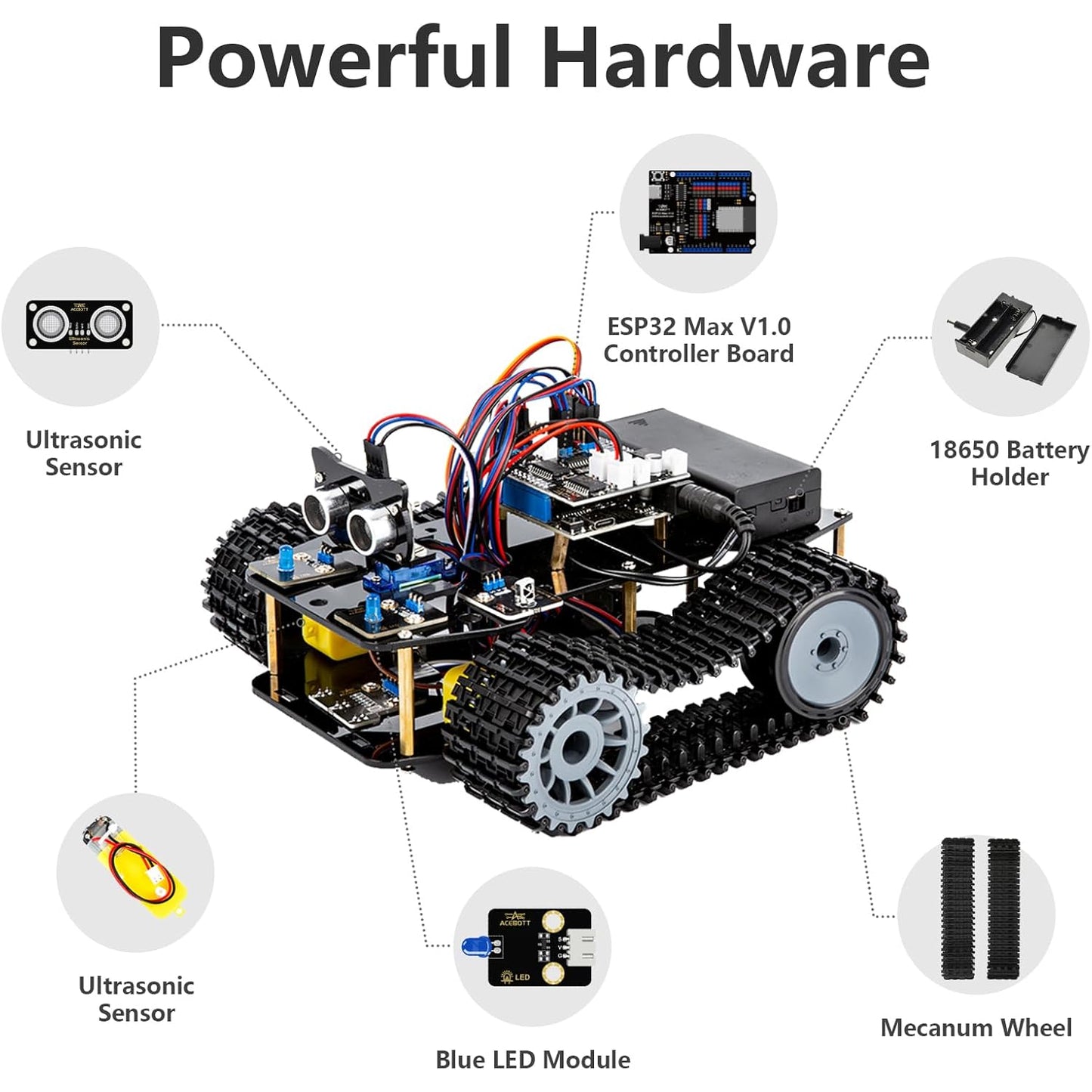 ACEBOTT ESP32 Tank Robot Car Expansion Pack QD001 Smart Robot Car Upgrade Kit For Enhanced Mobility