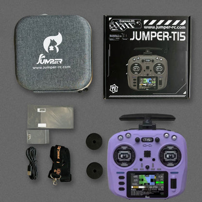 Jumper T15 Advanced ELRS 2.4GHz Radio Controller Precision Hall Gimbals, 3.5-inch Touchscreen, EdgeTX Compatible for FPV Drone Piloting - Cold Purple - RS8564