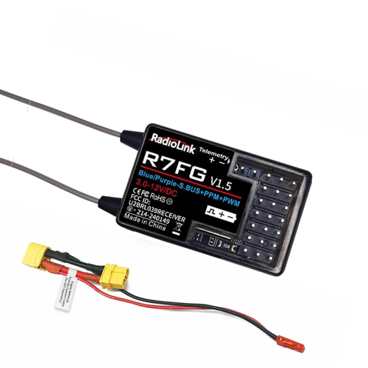 Radiolink R7FG RC Receiver R7FG 7 Channels RC Gyro Receiver for 2.4Gh Radio Controller RC8X/RC4GS V3/RC6GS V3/T8S/T8FB - RS6078