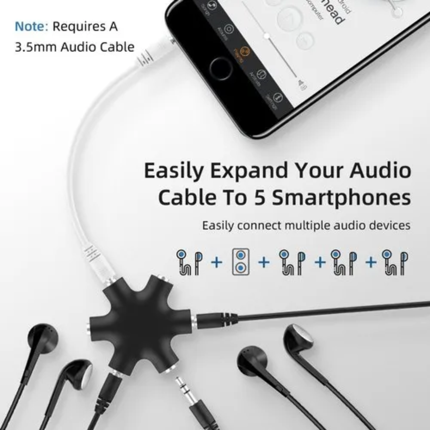 5 - Port 3.5mm Audio Splitter AUX Adapter
