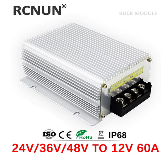 RCNUN 24V/36V/48V to 12V 50A 60A DC-DC Converter High Power Step Down Converter 48V-13.8V Voltage Regulator For Golf Carts, Trucks, Boats and RVs