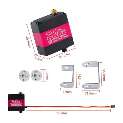 DSServo RDS3218MG 20KG Digital Servo High Torque Dual Shaft Servo Motor 180°, 270° (Optional) Degree Adjustable Servo Motor With U Bracket  IP66 Waterproof Metal Gear Servo For RC Robot - RS8258