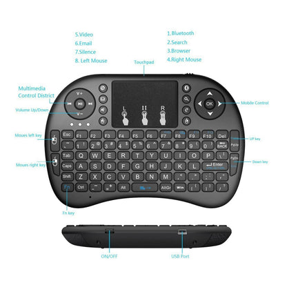 i8 Wireless Keyboard/Mouse Mini Air Mouse Mini Keyboard with Touchpad Raspberry Pi Wireless Keyboard Portable Keyboard for Raspberry Pi/Android TV - RP002