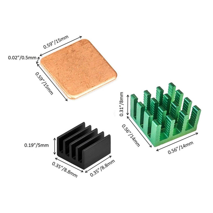 Raspberry Pi Heatsink Set 3-in-1 for Raspberry Pi 2/ Pi 3/ Pi 4 Model B ...