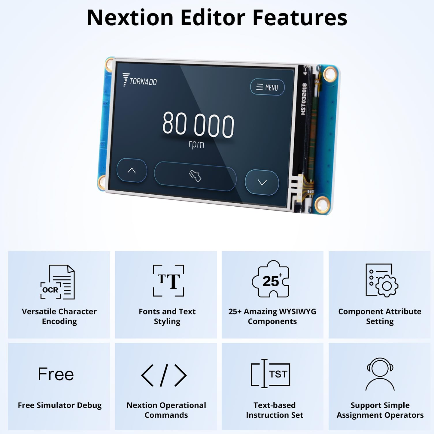 Nextion NX4024T032 3.2" Basic HMI Display 400x240 3.2 inch HMI Touch Display Touchscreen Compatible for Arduino and Raspberry Pi, Suitable for 3D Printers, Vehicle HMI, Beauty Device - RS103