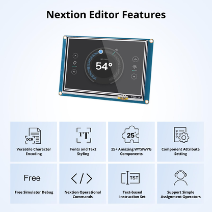 Nextion NX8048T050 5.0" HMI Touch Display 5-inch Basic Series Display Touchscreen Display for Arduino Raspberry Pi - RS106/RS3255/RS3087