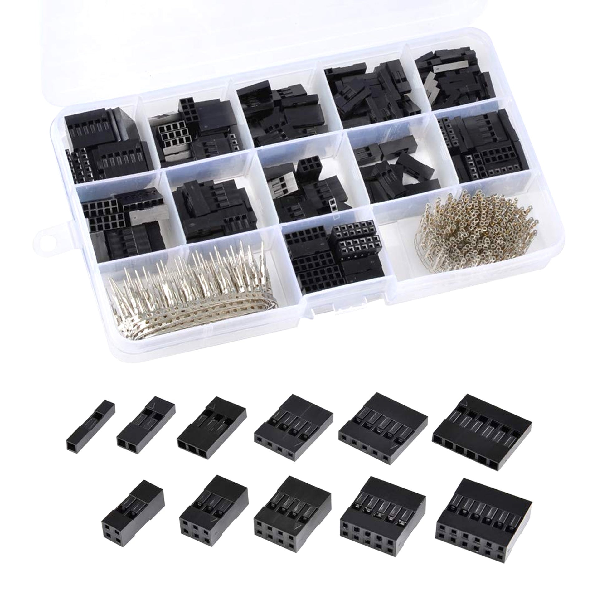 620Pcs 2.54mm Housing Connector Dupont Connector Male Female Crimp Pins Adaptor Assortment JST Connector Kit - RS1136 - REES52