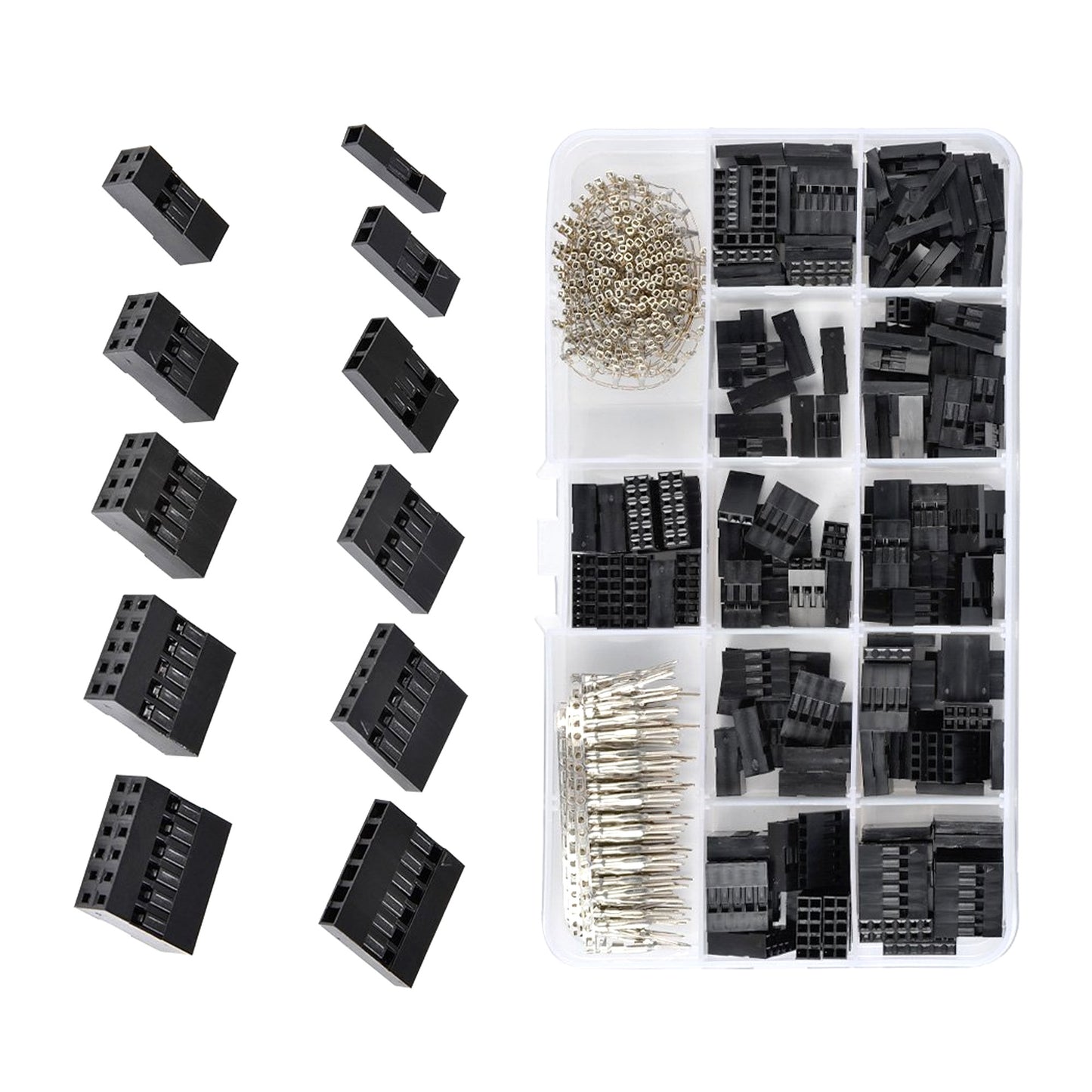 620Pcs 2.54mm Housing Connector Dupont Connector Male Female Crimp Pins Adaptor Assortment JST Connector Kit - RS1136 - REES52