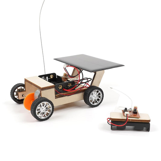 DIY Solar Car Wooden Solar and Wireless Remote Control Car Robotics Creative Engineering Circuit Science Stem Building Kit - RS1483 - REES52