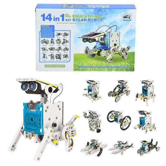 Solar Robot Kit - 14 in 1 Learning Educational Kids Station, Robot Toy Game DIY Toys for Boys, Girls - Multicolor - RS1637 - REES52
