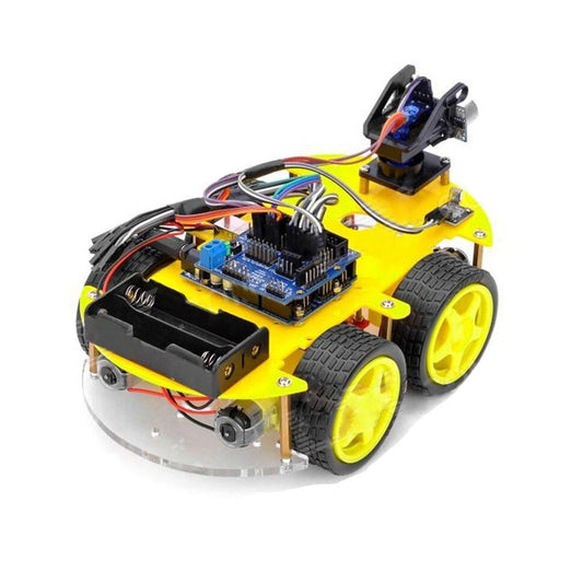 Multi-function 4WD Robot Car Kit Ultrasonic Module UNO R3 Assembly Compatible with Arduino - RS1640 - REES52
