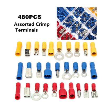 Wire Terminal Crimp Connectors, 480 Pcs 12-Size Assorted Mixed Assorted Lug Kit with Premium Case - RS1804 - REES52