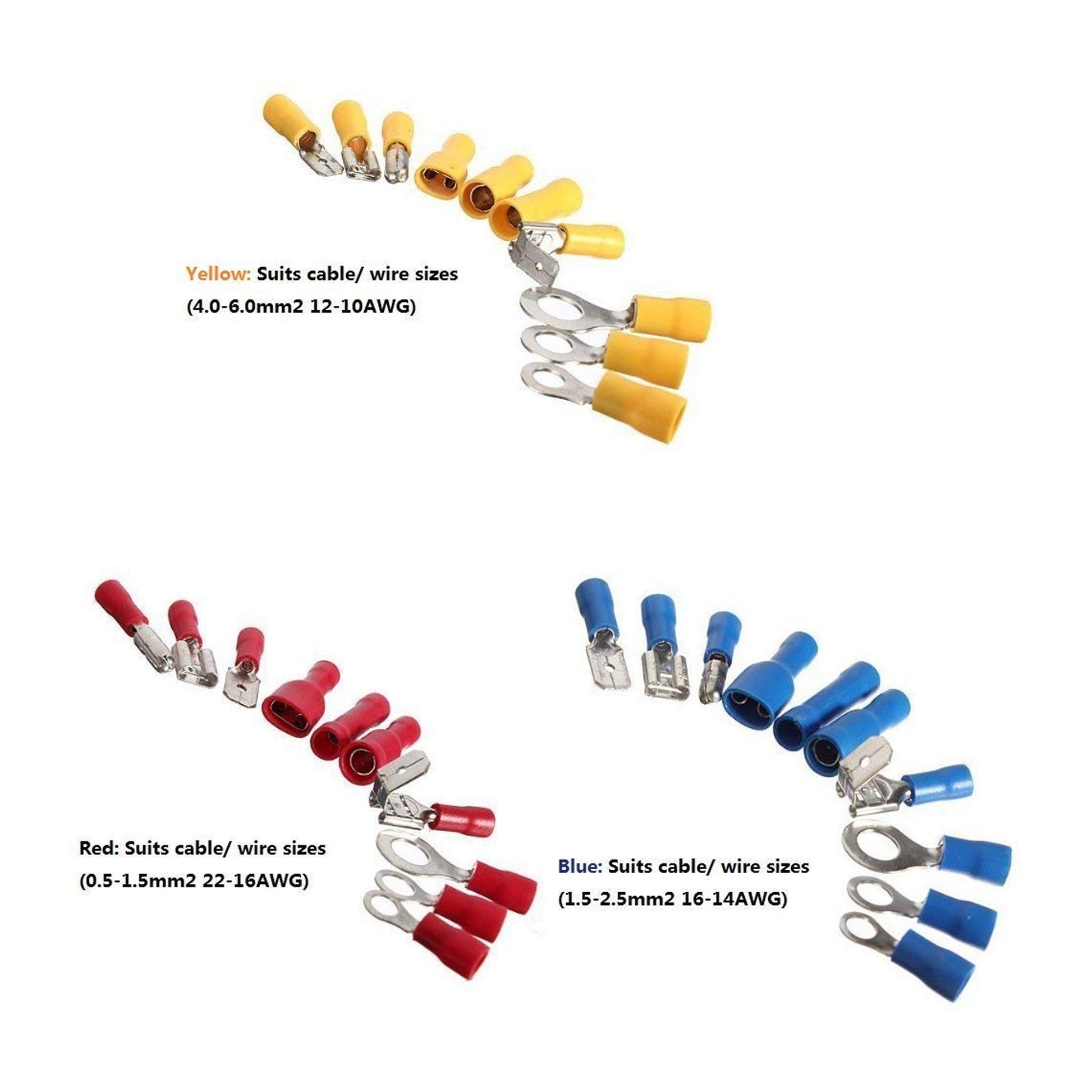 480pcs Crimp Spade Ring Connector Insulated Wiring Terminal