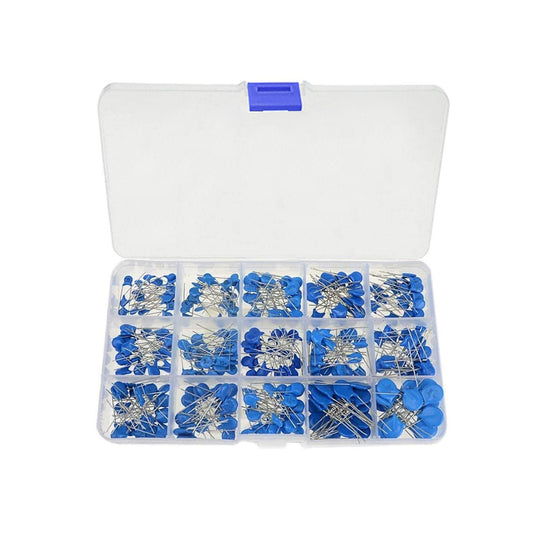 300 Pieces 15 Value 1KV 2KV 3KV High Voltage Ceramic Capacitor Assortment Set Kit with Clear Plastic Box - RS1853 - REES52