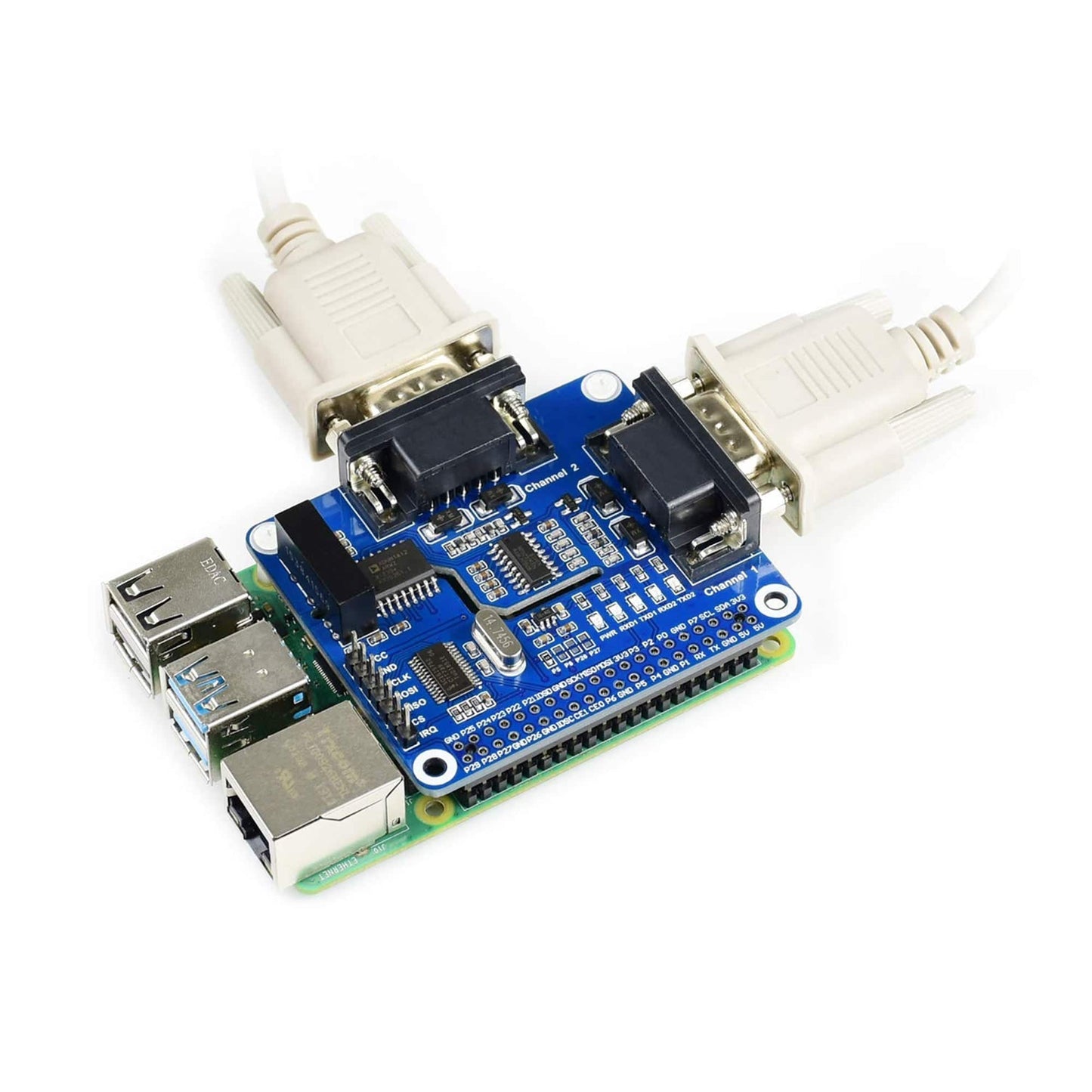 Waveshare 2-Channel Isolated RS232 Expansion HAT for Pi