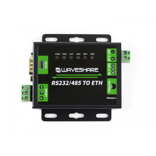 Waveshare Industrial RS232/RS485 to Ethernet Converter RS232/RS485 To Ethernet Converter Module Remote Access to Serial Devices For Industrial Applications (EU) - RS726