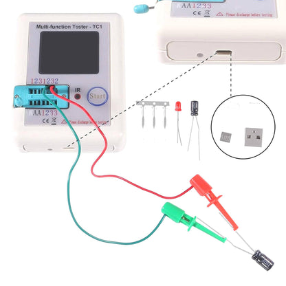 Tester Transistor LCR-TC1 Multifunzione - Display TFT Colorato 1.8", Per Resistori, Condensatori, Transistor - Foto 12
