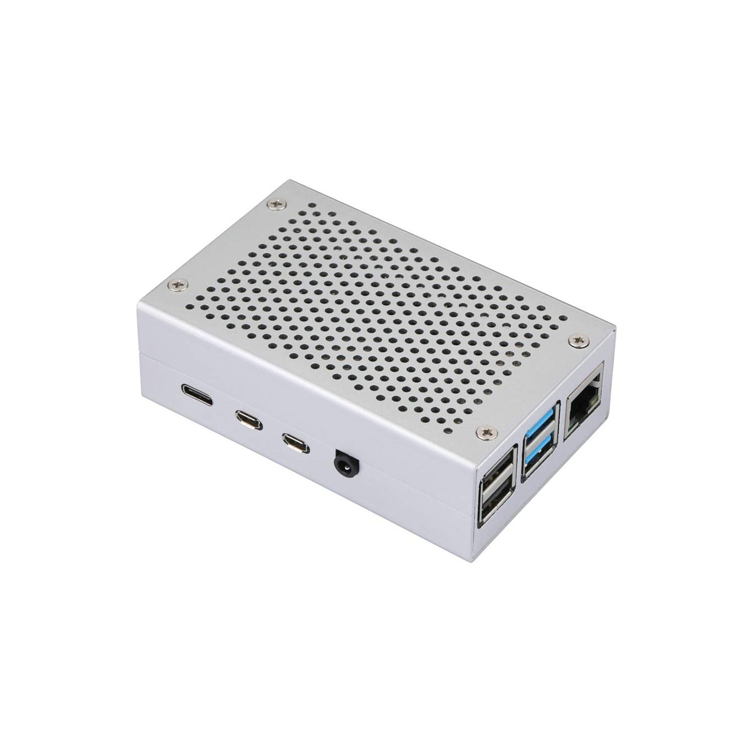 Raspberry Pi 4 Metal Case Aluminum Raspberry Pi 4 Case with Cooling Fan for Raspberry Pi 4 Model B, B+ (Silver) - RS2450 - REES52