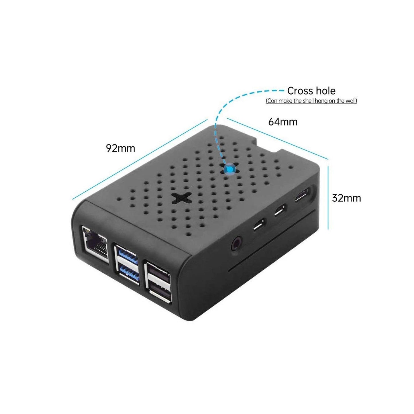 Raspberry Pi 4 Case, Raspberry Pi ABS Cooling Case With Cooling Fan Access For Pi 4/ Pi 4B Without Fan - Black - RS2634 - REES52