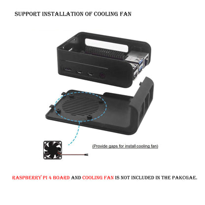 Raspberry Pi 4 Case, Raspberry Pi ABS Cooling Case With Cooling Fan Access For Pi 4/ Pi 4B Without Fan - Black - RS2634 - REES52