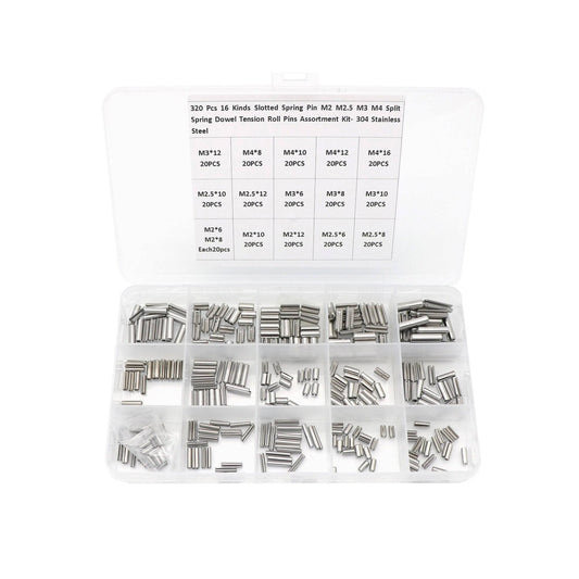Slotted Spring Pin Assortment Kit 320 Pcs 16 Kinds Slotted Spring Pin 304 Stainless Steel M2 M2.5 M3 M4 Split Spring Dowel Tension Roll Pins Assortment Kit - RS2797Slotted Spring Pin Assortment Kit 320 Pcs 16 Kinds Slotted Spring Pin 304 Stainless Steel M2 M2.5 M3 M4 Split Spring Dowel Tension Roll Pins Assortment Kit - RS2797-picture-26
