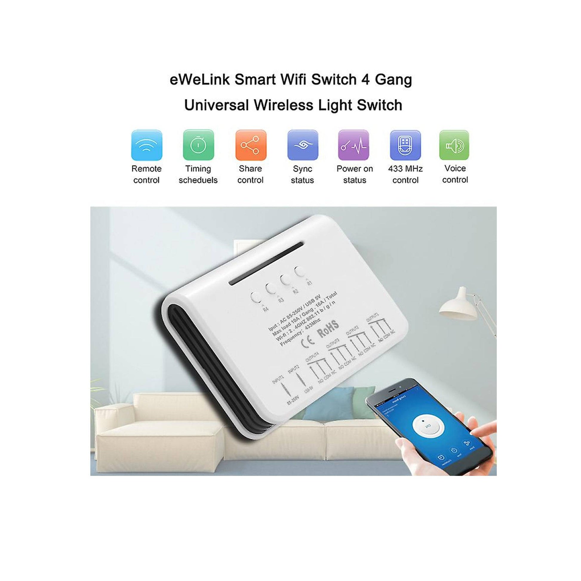 4CH Wifi RF Smart Switch Module Wifi – REES52
