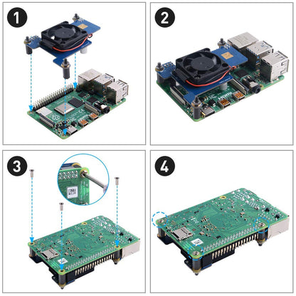 Raspberry Pi PoE HAT Support IEEE 802.3af or 802.3at PoE Standard, with Cooling Fan for Pi 4 Model B / 3B, B Plus- RS2850 - REES52
