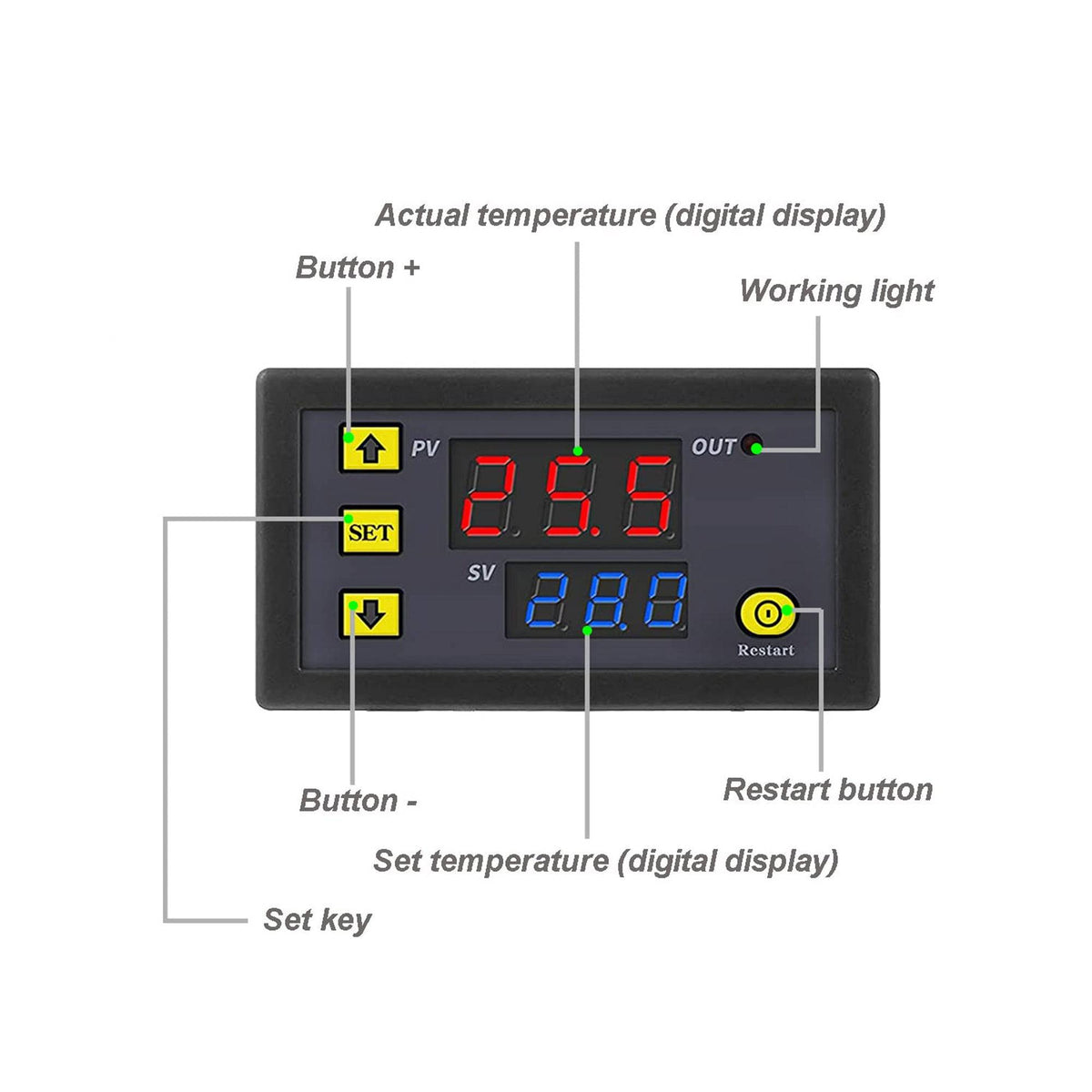 Digitalthermostat XH-W2078 – 12V/220V, Hochtemperatur, Industrieschalter