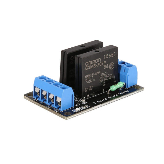 2 Channel 24V Relay Module Solid State Low Level SSR DC Control 250V 2A Solid State Relay Module with Resistive Fuse - RS3697 - REES52