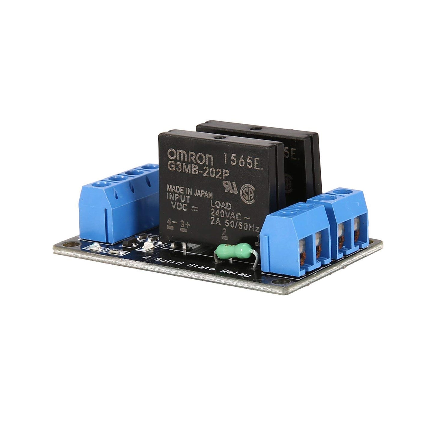 2 Channel 24V Relay Module Solid State Low Level SSR DC Control 250V 2A Solid State Relay Module with Resistive Fuse - RS3697 - REES52