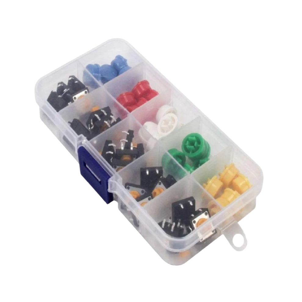 Grid Button Kit 25-Piece 4-Pin Tactile Button Kit With Assorted Colors Momentary Push ...