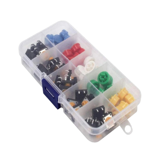 25-Piece 4-Pin Tactile Button Kit With Assorted Colors Momentary Push Button Switches With Cap Kit For Arduino, Raspberry Pi, and Maker Project - RS4015