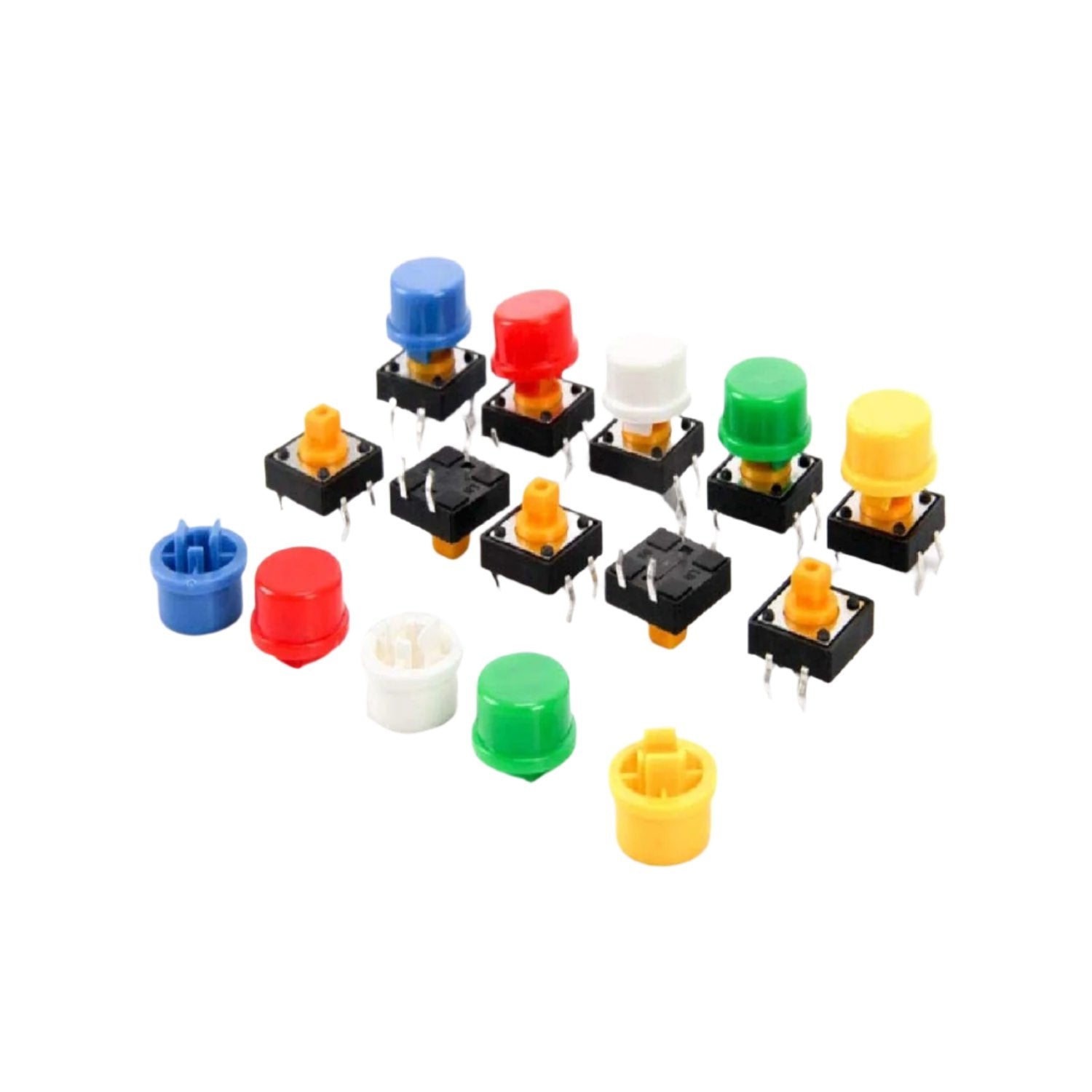 25-Piece 4-Pin Tactile Button Kit With Assorted Colors Momentary Push ...