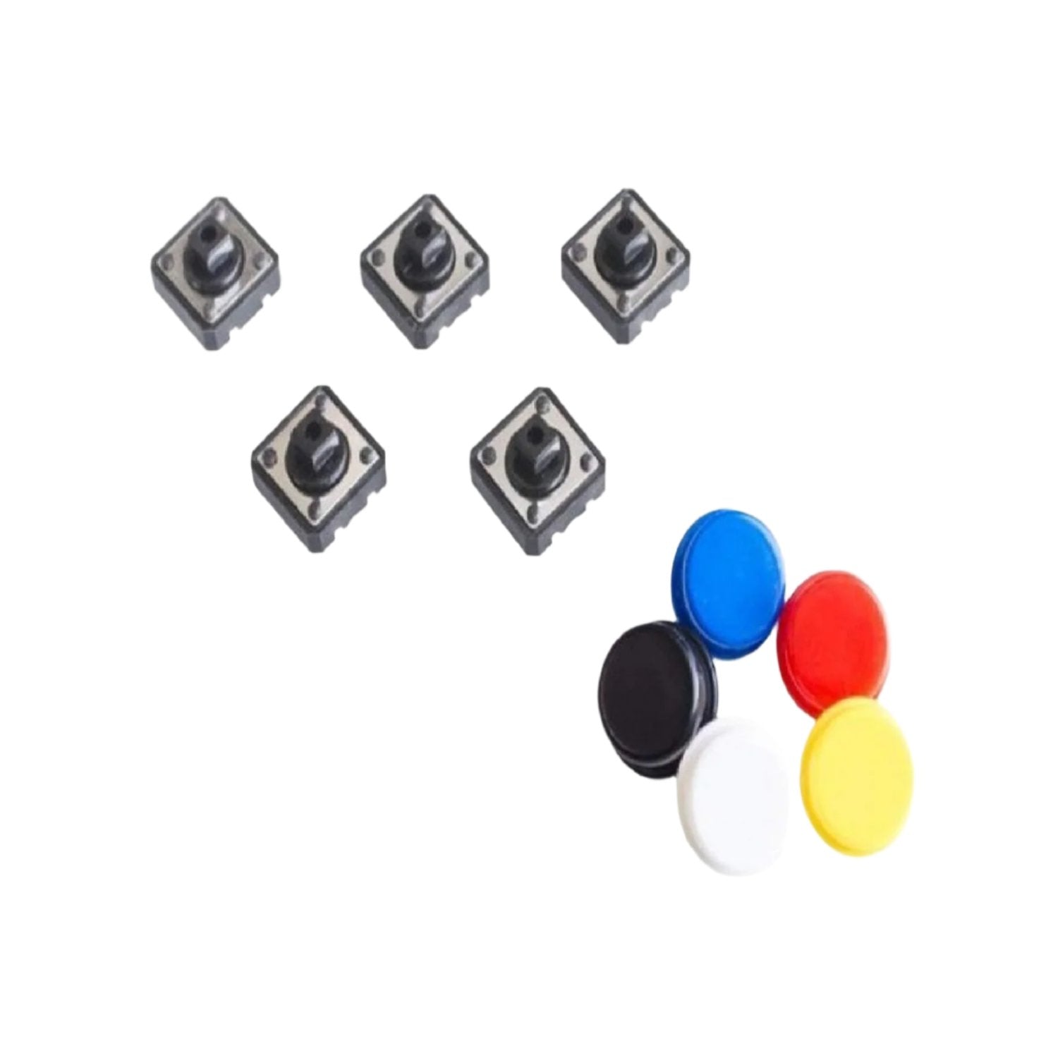 25-Piece 4-Pin Tactile Button Kit With Assorted Colors Momentary Push ...