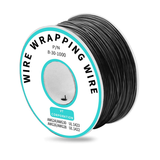 30AWG Wire Wrapping Wire 230m PVC Coated 30AWG Wire High-Quality 30AWG Wire Wrapping Wire (230m) P/N B-30-1000 PVC Insulation for Wire Protection - Black - RS4175