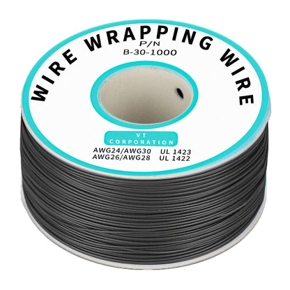 30AWG Wire Wrapping Wire 230m PVC Coated 30AWG Wire High-Quality 30AWG Wire Wrapping Wire (230m) P/N B-30-1000 PVC Insulation for Wire Protection - Black - RS4175